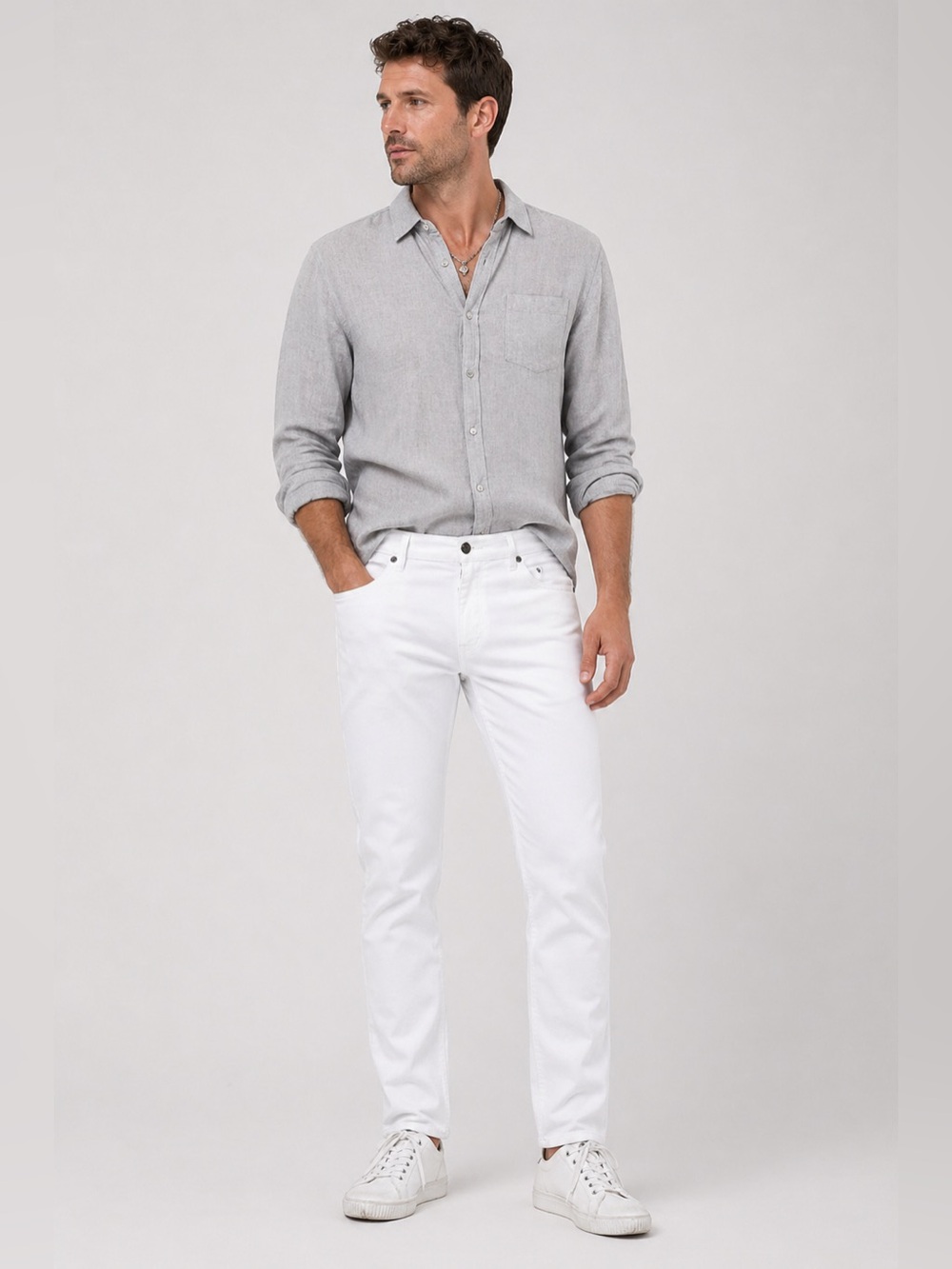 John Varvatos Woodward Slim Straight Jeans White Size 36 Rg NWT Stretch Denim
